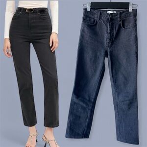 Reformation faded black high waisted straight leg jean